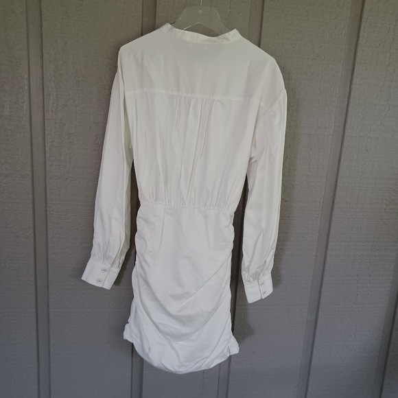 Ramy Brook Ruched Minidress Size 14 Preppy Tie Waist Long Sleeve Cotton Blend - Picture 5 of 16
